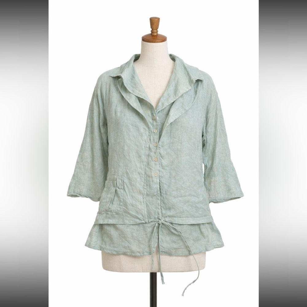 Crea linen layered Shirt knitted sleeves